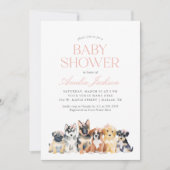Puppy Dog Meisje Baby shower Kaart (Voorkant)