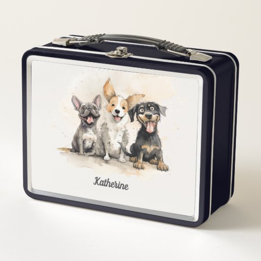 Puppy Dog Meisjes Waterverf Gepersonaliseerd (Voorkant)