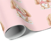 Puppy Dog met bloemen Cadeaupapier (Rol Hoek)