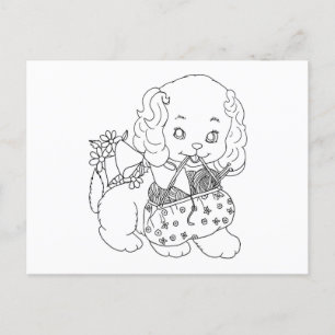 puppy dog met breien heeft een gekleurde garen nod briefkaart