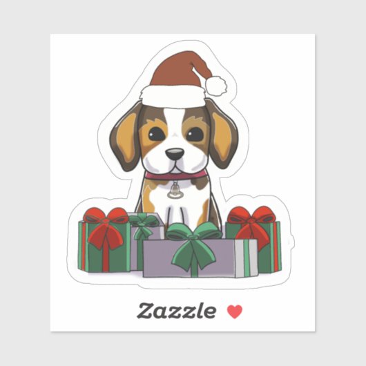 Puppy Dog met Cadeaus Kerst stickers (Vel)