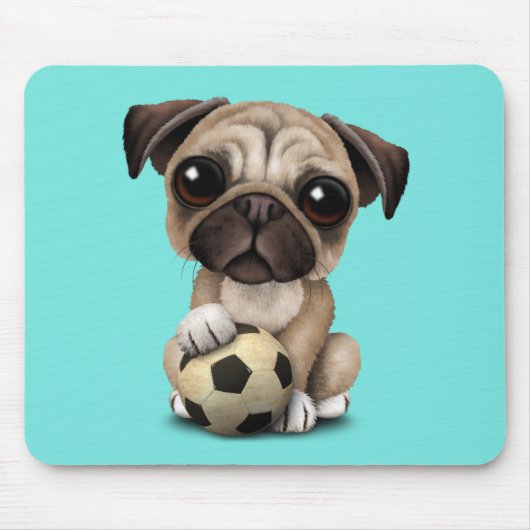 Puppy dog met Football Voetbal Muismat (Voorkant)