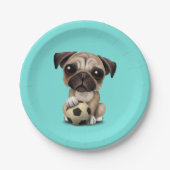 Puppy dog met Football Voetbal Papieren Bordje (Voorkant)
