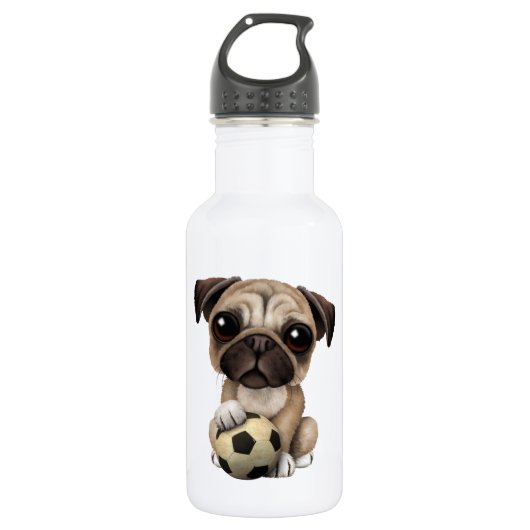 Puppy dog met Football Voetbal Waterfles (Voorkant)