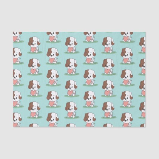 Puppy Dog met hart Tissuepapier (Voorkant)