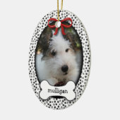 Puppy Dog met kerst of herdenking Keramisch Ornament (Links)