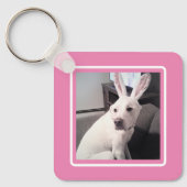 Puppy dog met paasmaaltijd roze sleutelhanger (Voorkant)