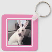 Puppy dog met paasmaaltijd roze sleutelhanger (Achterkant)