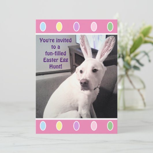 Puppy dog met paasmaanfeest kaart (Staand voorkant)