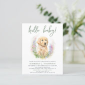 Puppy Dog Modern Sage Green Baby shower Budget Inv (Staand voorkant)