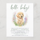Puppy Dog Modern Sage Green Baby shower Budget Inv (Voorkant)
