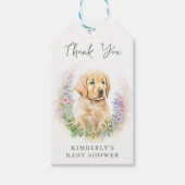 Puppy Dog Modern Sage Green Baby shower Dank u Cadeaulabel (Voorkant)