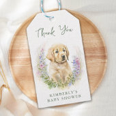Puppy Dog Modern Sage Green Baby shower Dank u Cadeaulabel