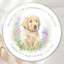 Puppy Dog Modern Sage Green Baby shower Dank u