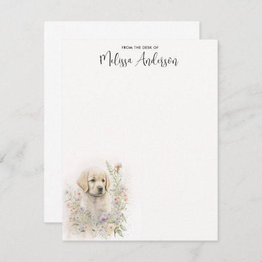 Puppy Dog Modern Waterverf Golden Retriever Notitiekaartje (Voorkant / Achterkant)