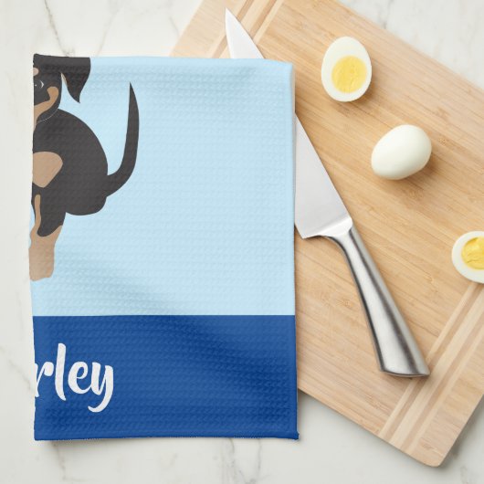 Puppy  Dog Name Blue Theedoek (Quarter Fold)