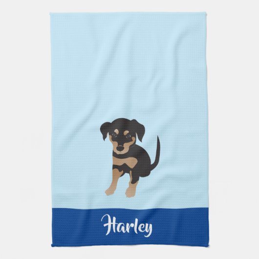 Puppy  Dog Name Blue Theedoek (Verticaal)