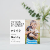 Puppy Dog New Pet Announance van de Foto van het b (Staand voorkant)