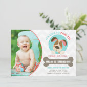 Puppy dog nodigblauwe rode chevron uit kaart (Staand voorkant)