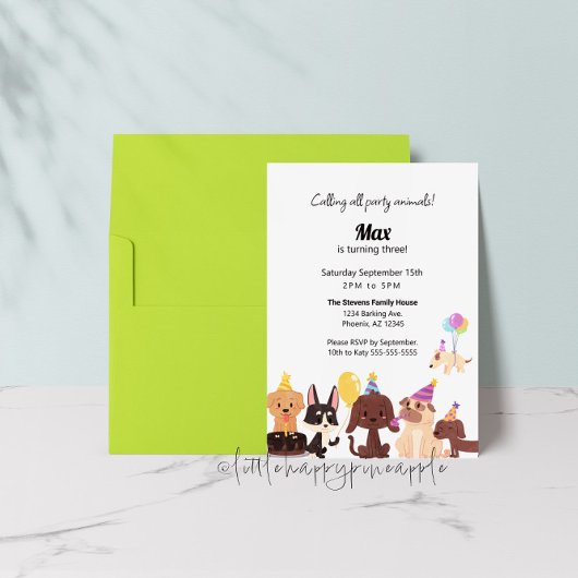 Puppy Dog Party Dieren Verjaardag Uitnodiging