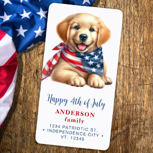 Puppy Dog Patriottisch Rood Wit Blauw Terugkeer Ad Etiket