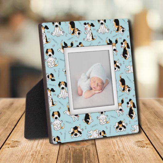 Puppy Dog Pattern Frameless Family Foto Easel Fotoplaat