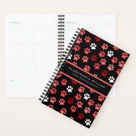 Puppy Dog Paw Print Black & Roze | Naam en jaar Planner