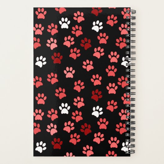 Puppy Dog Paw Print Black & Roze | Naam en jaar Planner (Achterkant)