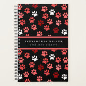 Puppy Dog Paw Print Black & Roze | Naam en jaar Planner (Voorkant)
