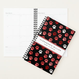 Puppy Dog Paw Print Black Roze White   Naam en jaa Planner