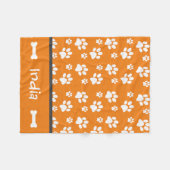 Puppy Dog Paw Print Blanket Add Doggie Name Fleece Deken (Voorkant (Horizontaal))