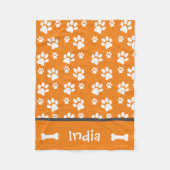 Puppy Dog Paw Print Blanket Add Doggie Name Fleece Deken (Voorkant)