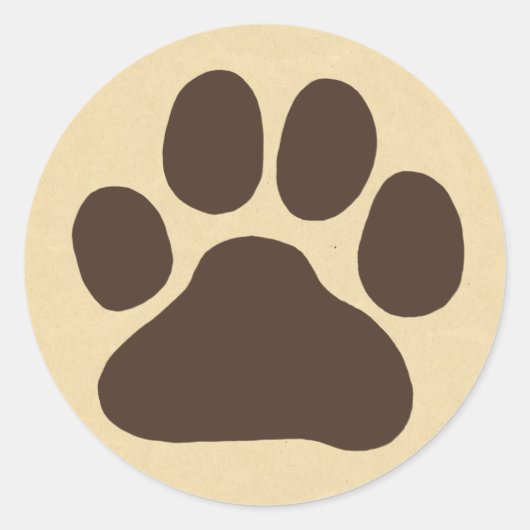 Puppy Dog Paw Print | Cute Canine Footprint Ronde Sticker (Voorkant)