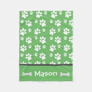 Puppy Dog Paw Print Deken Personaliseren met Naam