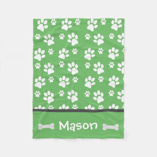 Puppy Dog Paw Print Deken Personaliseren met Naam (Voorkant)