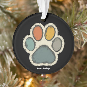 Puppy Dog Paw Print Dierenvriend Vredesontwerp Ornament