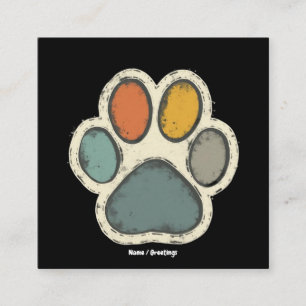 Puppy Dog Paw Print Dierenvriend Vredesontwerp Vierkante Visitekaartje