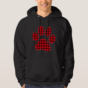 Puppy dog Paw Print Red Play Matching Buffalo Fam Hoodie