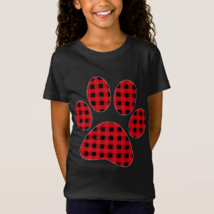 Puppy dog Paw Print Red Play Matching Buffalo Fam T-shirt