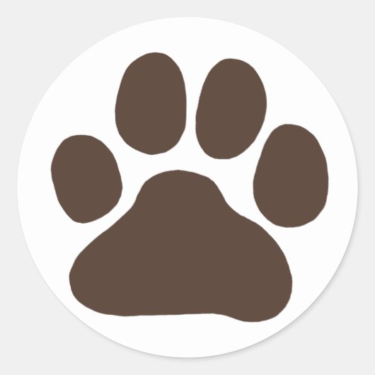 Puppy Dog Paw Print | Schattigee Canine Pawprint Ronde Sticker (Voorkant)