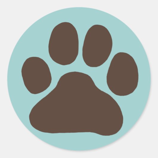 Puppy Dog Paw Print | Schattigee Canine Pawprint Ronde Sticker (Voorkant)