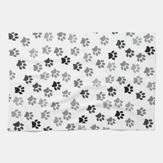Puppy Dog Paw Print | Wit en grijs Theedoek (Horizontaal)