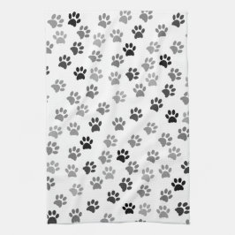 Puppy Dog Paw Print | Wit en grijs Theedoek