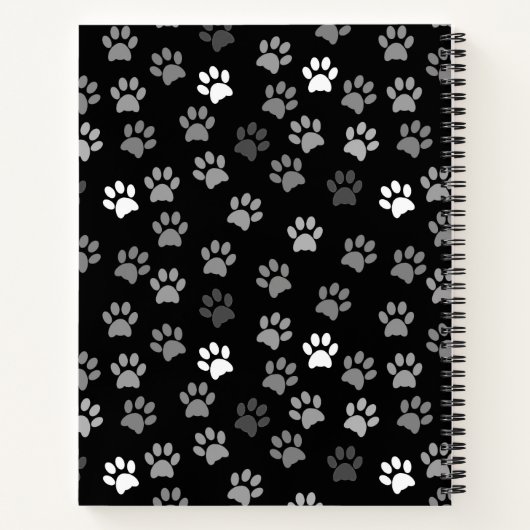 Puppy Dog Paw Print | Zwart roze en grijs Notitieboek (Achterkant)