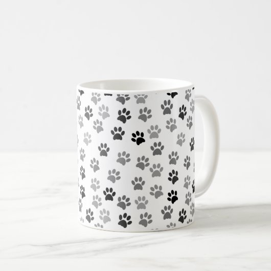 Puppy Dog Paw Printers | Wit en grijs Koffiemok (Voorkant rechts)