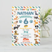 Puppy Dog Paw-ty Aminals Verjaardag Kaart (Staand voorkant)