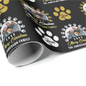 Puppy Dog Paws Black Gold Kerstfeestdag Foto Cadeaupapier (Rol Hoek)