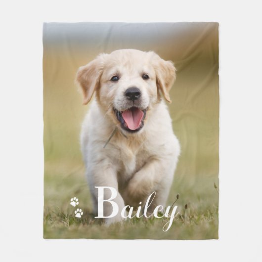 Puppy Dog persoonlijke foto van Pet Golden Retriev Fleece Deken (Voorkant)