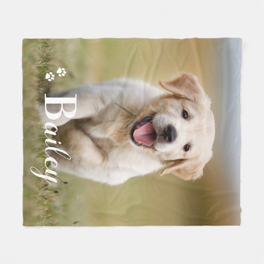 Puppy Dog persoonlijke foto van Pet Golden Retriev Fleece Deken (Voorkant (Horizontaal))