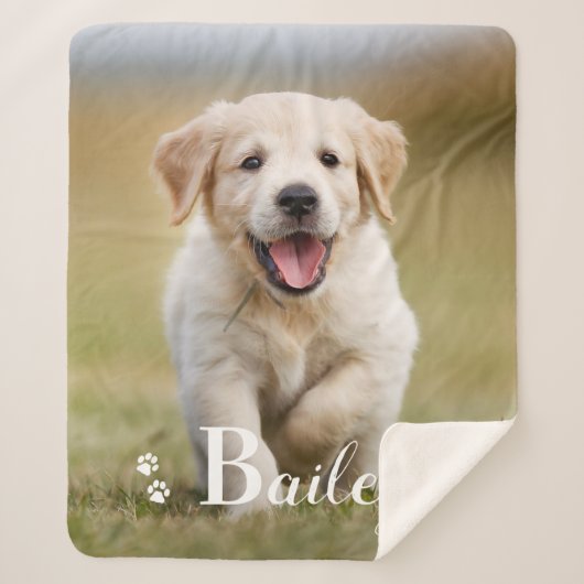 Puppy Dog persoonlijke foto van Pet Golden Retriev Sherpa Deken (Voorkant)